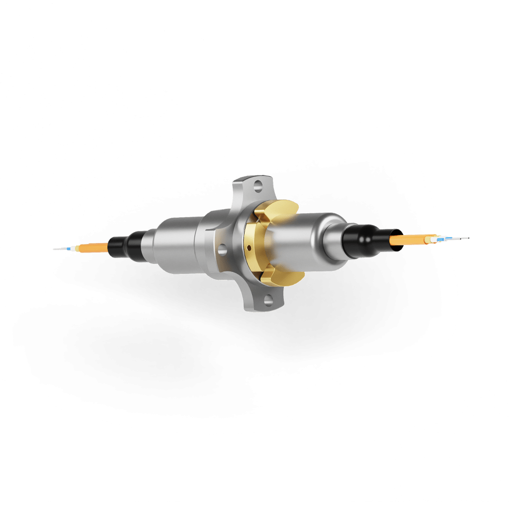 Compact Two-channel Fiber Optical Rotary Joint
The dual-pass MJ2 Series fiber optical rotary joint connects two independent fiber channels simultaneously. It allows uninterrupted transmission of optical signals while rotating along the common mechanical axis.